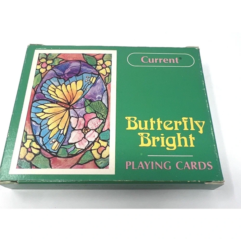 Current Inc. Playing Cards Butterfly Bright Stained Glass Style Vintage 1980